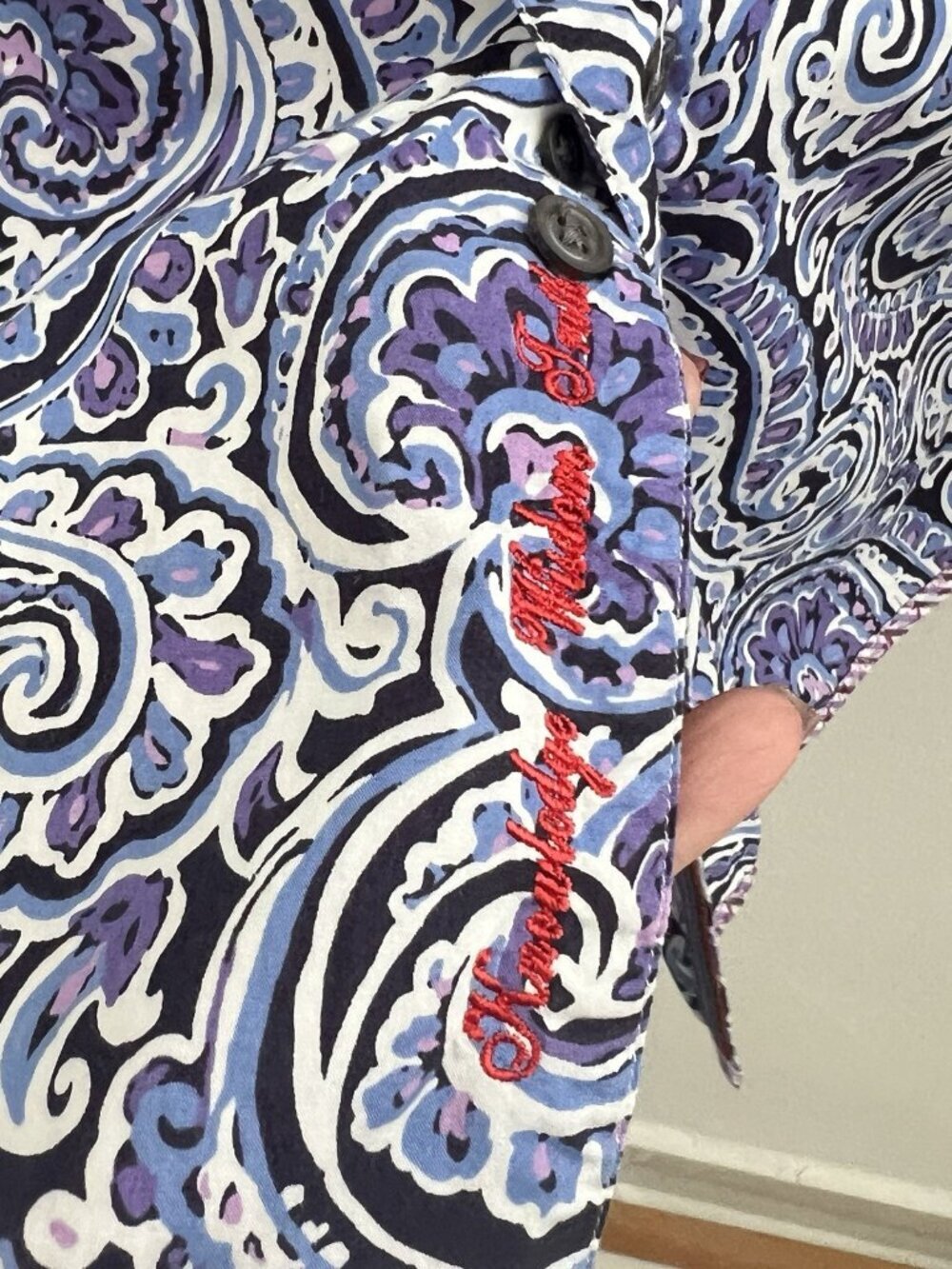 NEW Robert Graham Men's Paisley Button-Down Shirt Blue Purple Long Sleeve LARGE - Picture 6 of 10